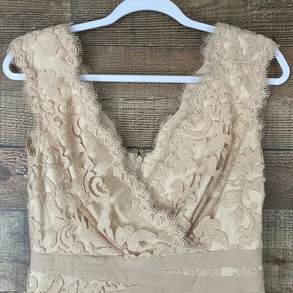 Tadashi Shoji Primrose Embroidered Lace Sheath Cocktail Dress Ivory Nude Size 6 - Picture 2 of 15
